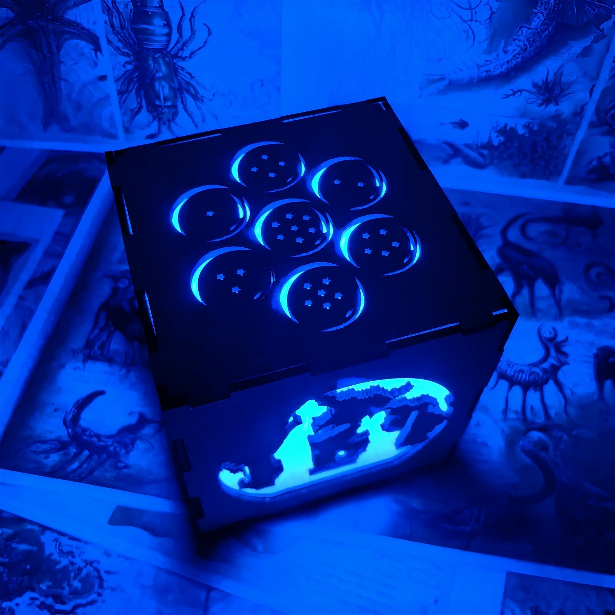 WuKong Monkey King Wood Cube Led Light Desk Decor