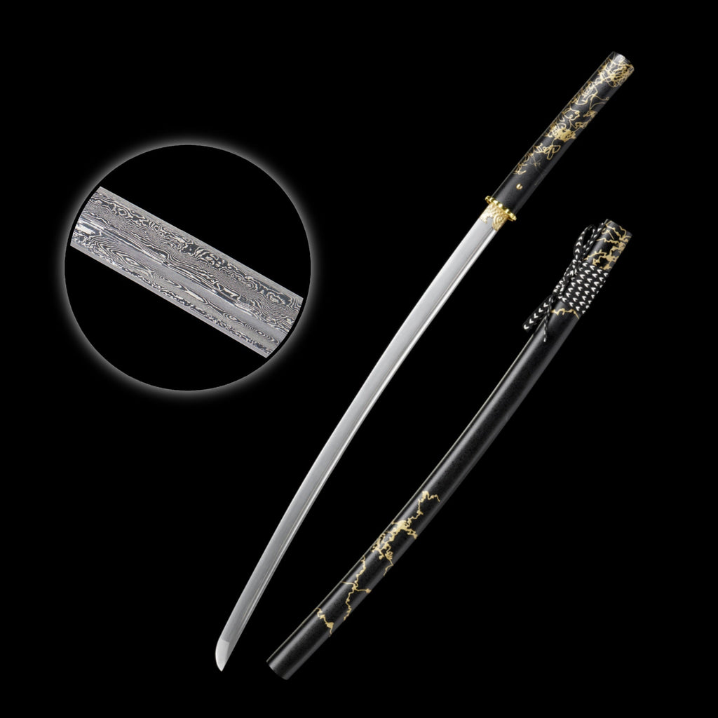 GOY Atsu Katana Damascus Steel Forged Gilded Dawn Gilded Night Samurai Sword