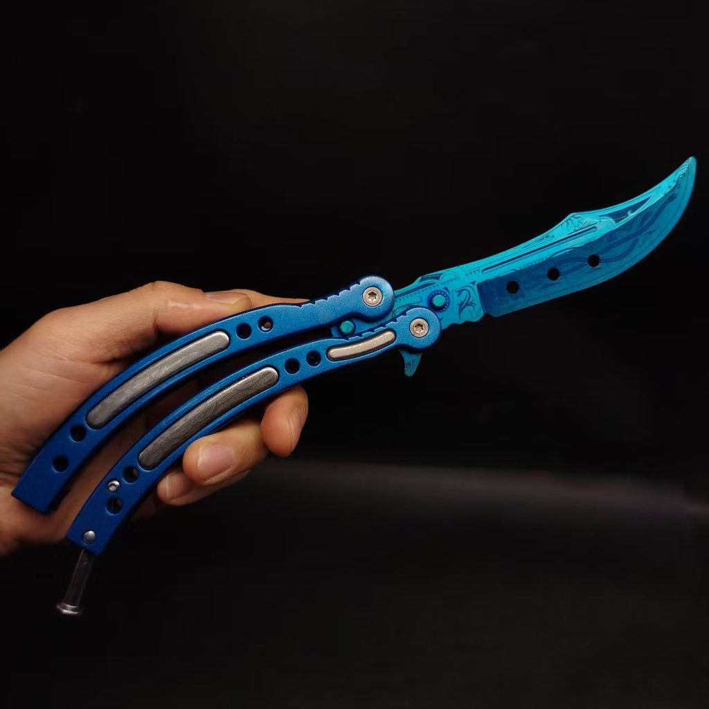 Cartel Blue Metal Balisong Game Butterfly Knife 
