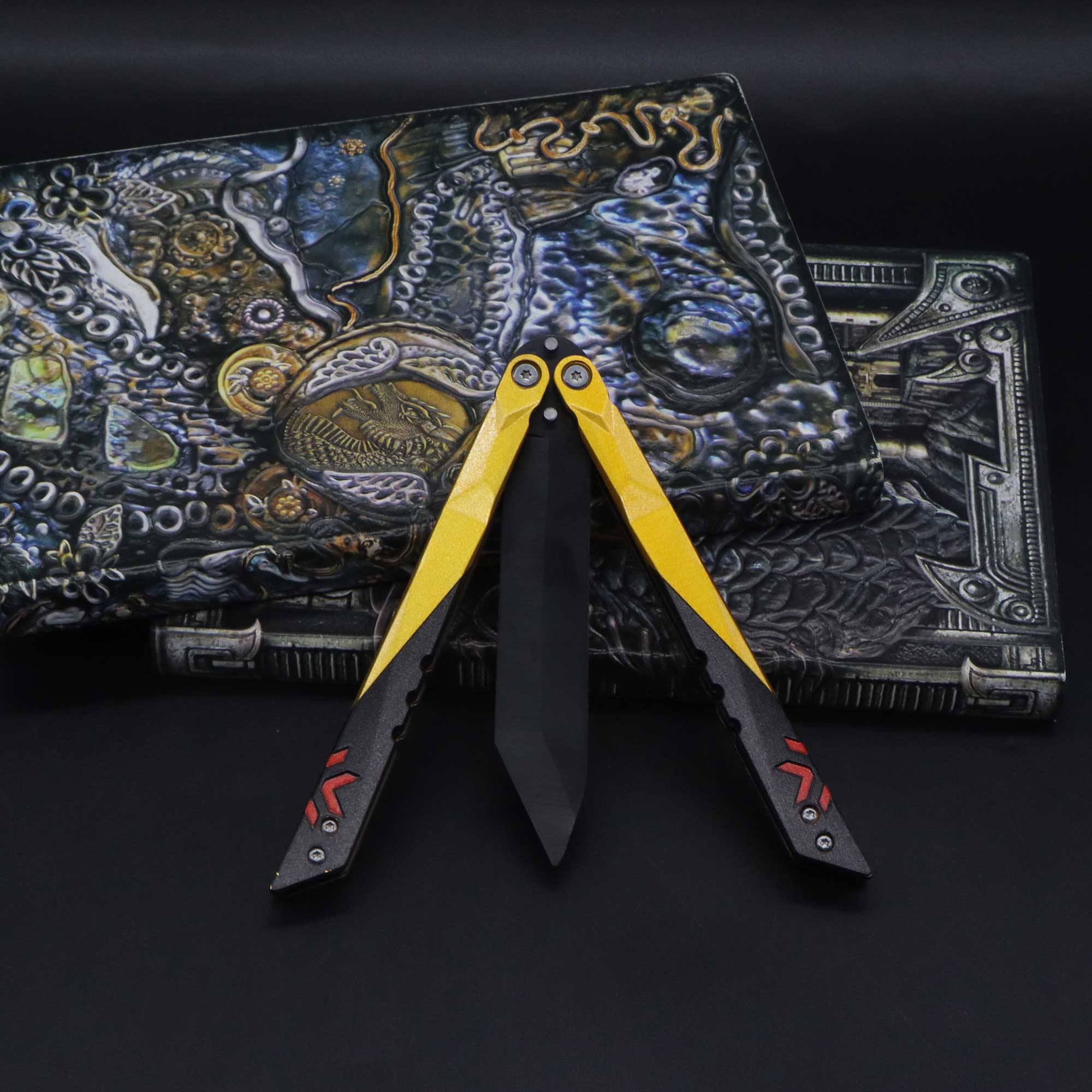 Champion 2022 Butterfly Knife Blunt Blade Balisong Trainer Display Fan Art