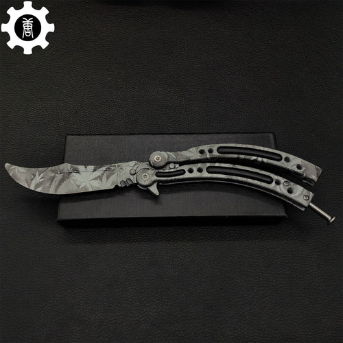 Balisong Métal Feuille d'Érable – Couteau Papillon de Collection