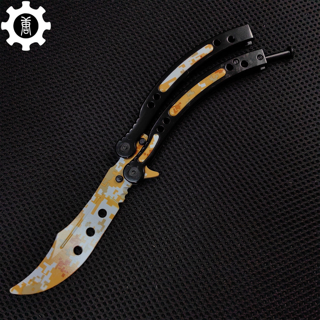 Game Butterfly Knife Desert Camouflage Pattern Metal Balisong