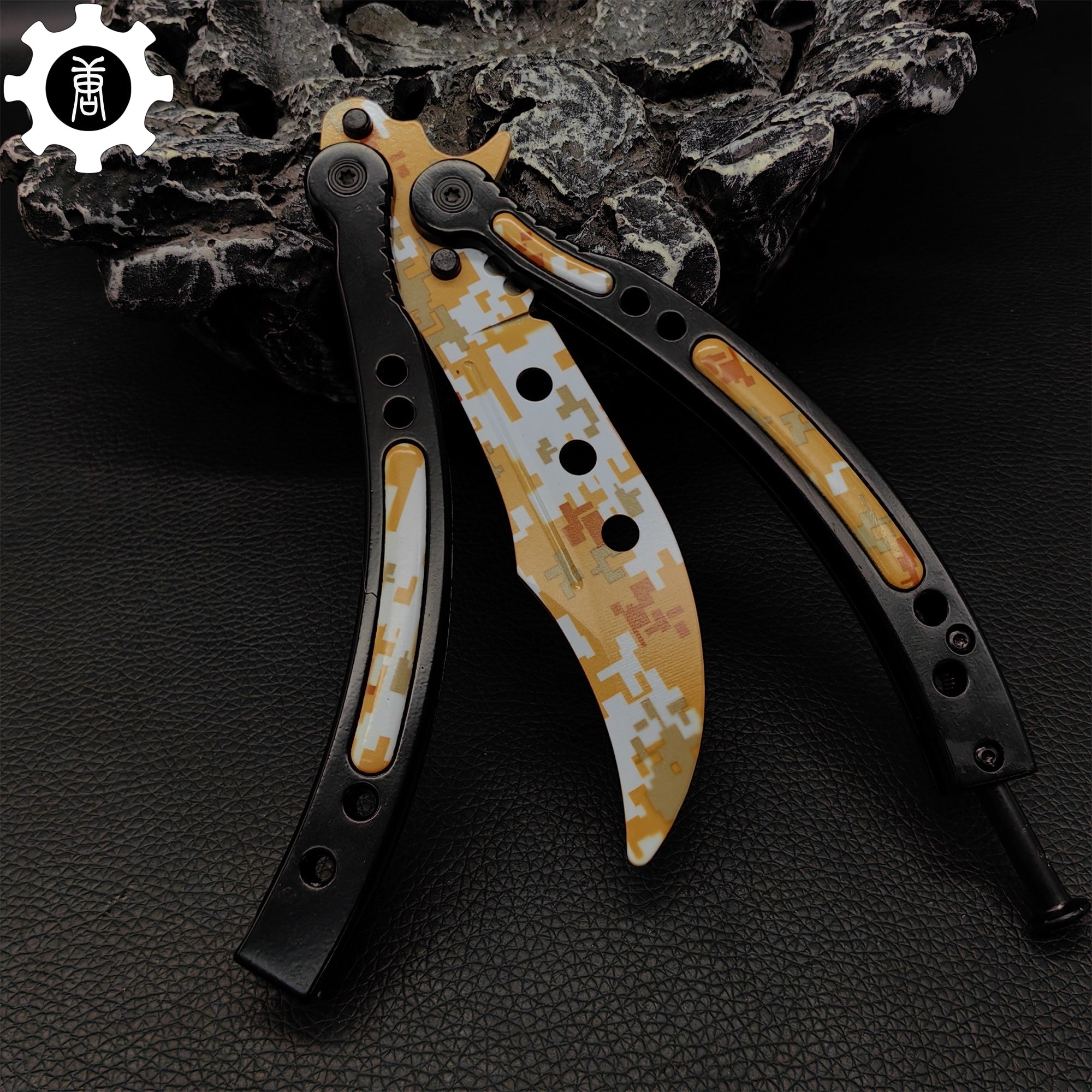 Game Butterfly Knife Desert Camouflage Pattern Metal Balisong
