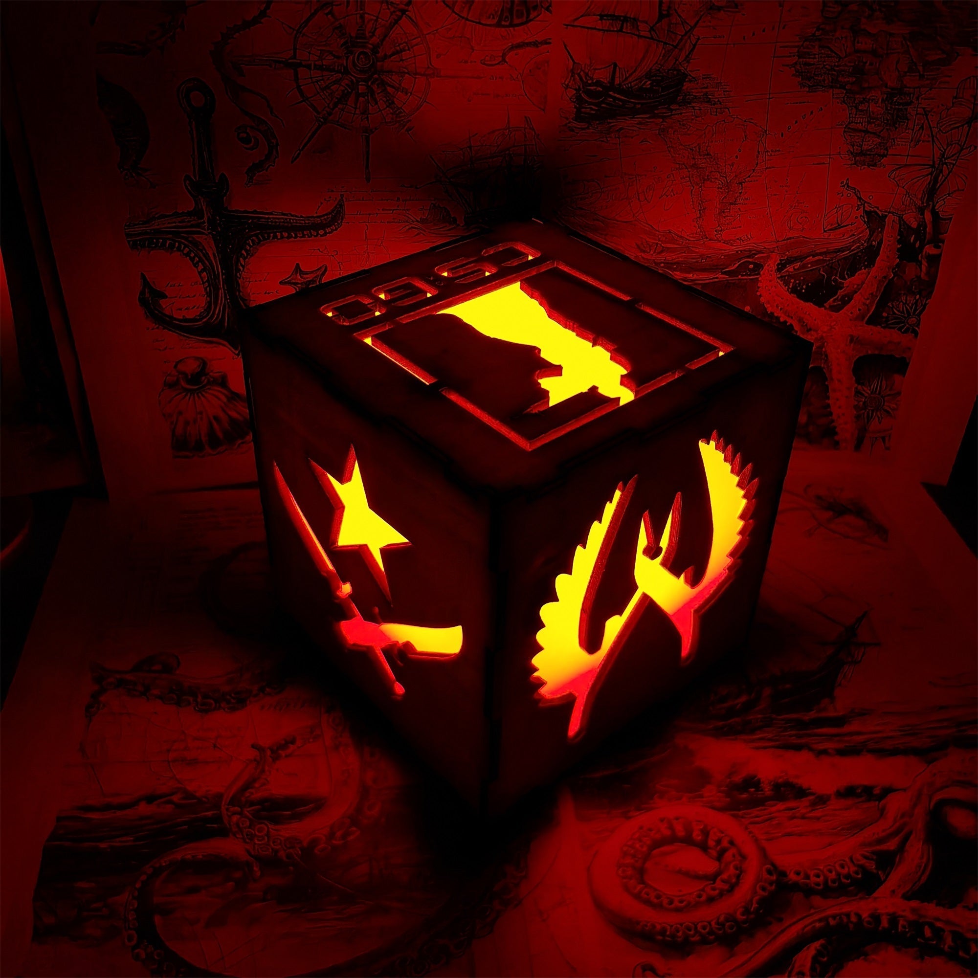 M16 Icon Inspired Wood Cube Light Desk Decor
