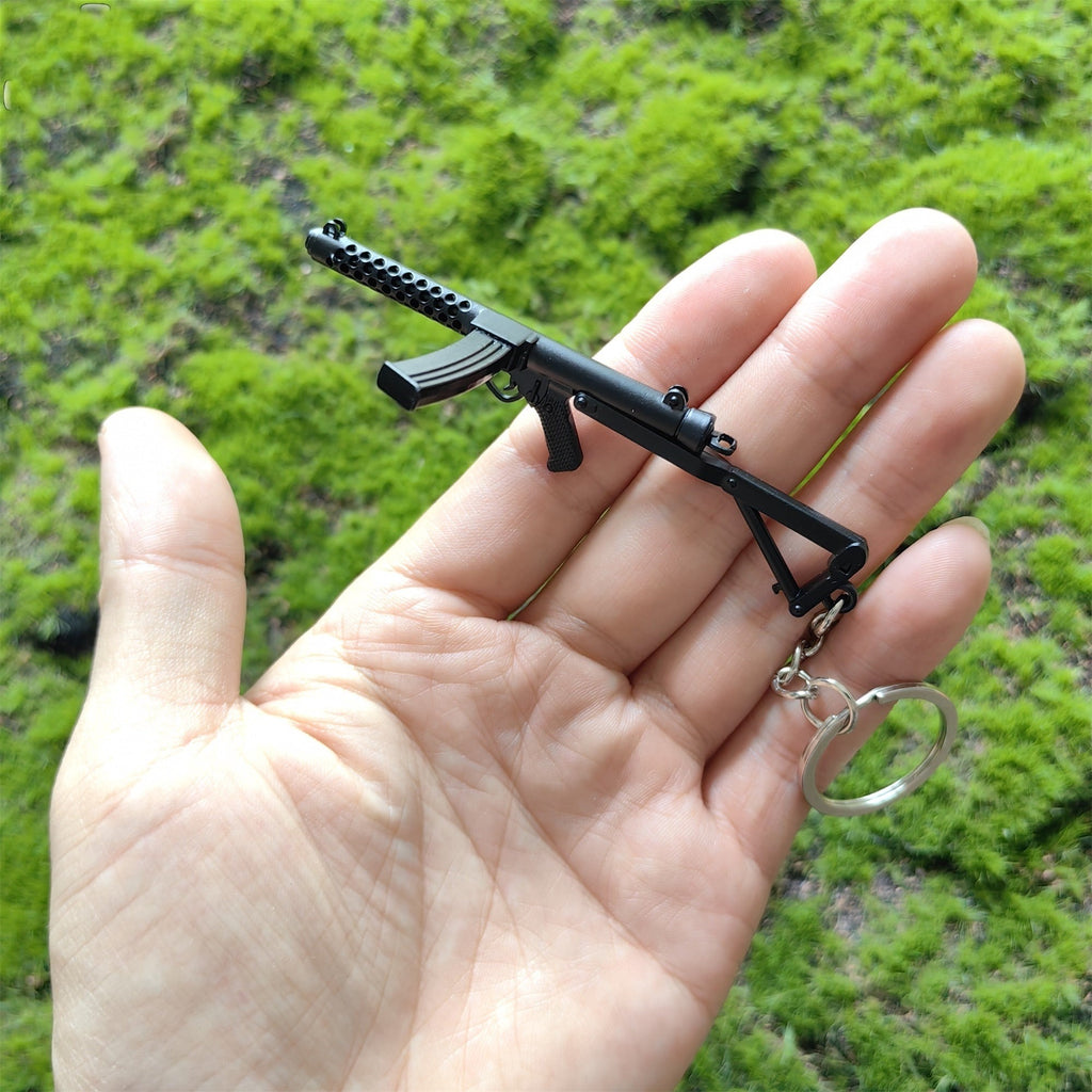 Mini Sterling Submachine Gun Metal Keychain