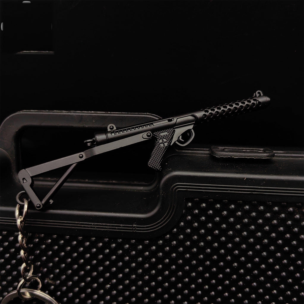 Mini Sterling Submachine Gun Metal Keychain