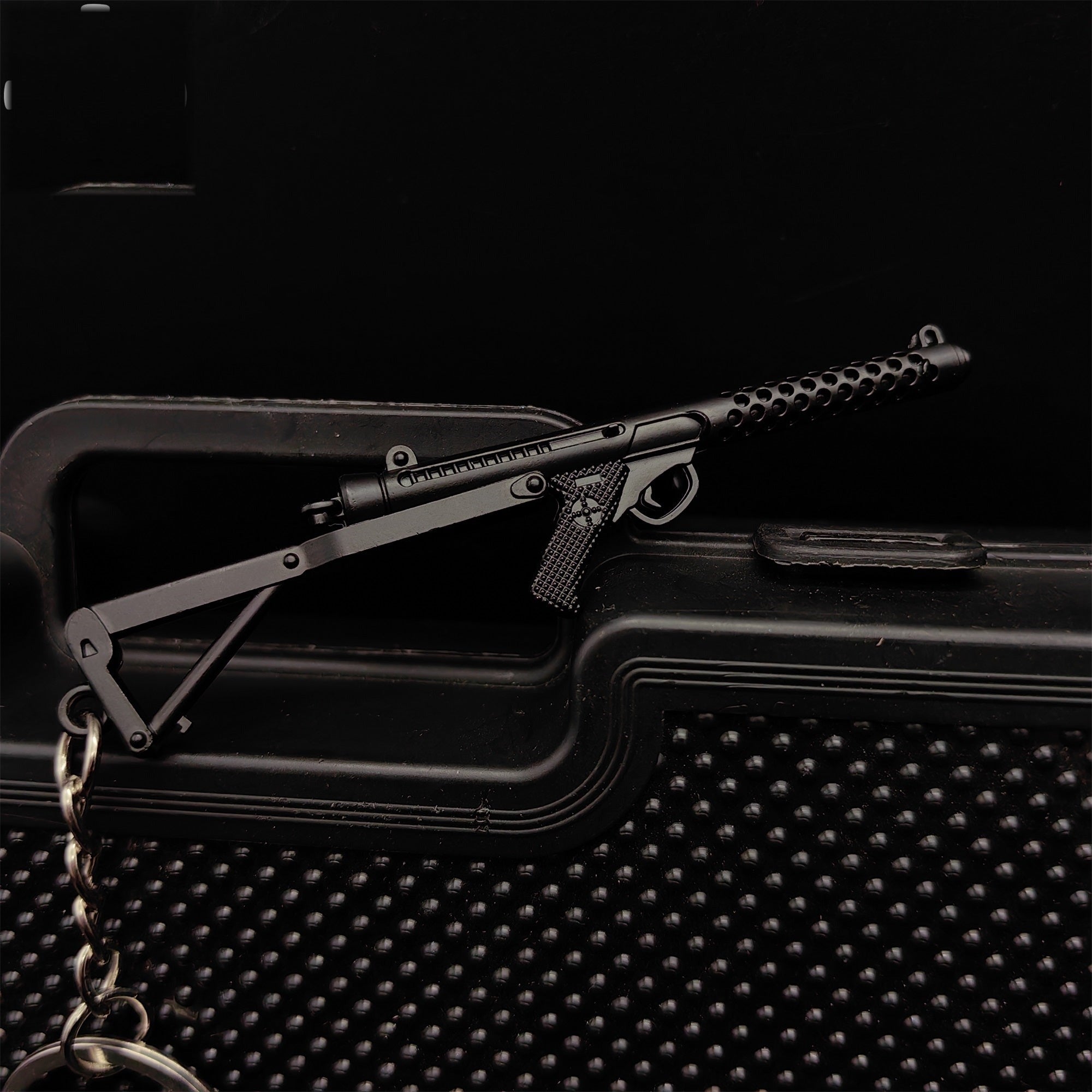 Mini Sterling Submachine Gun Metal Keychain