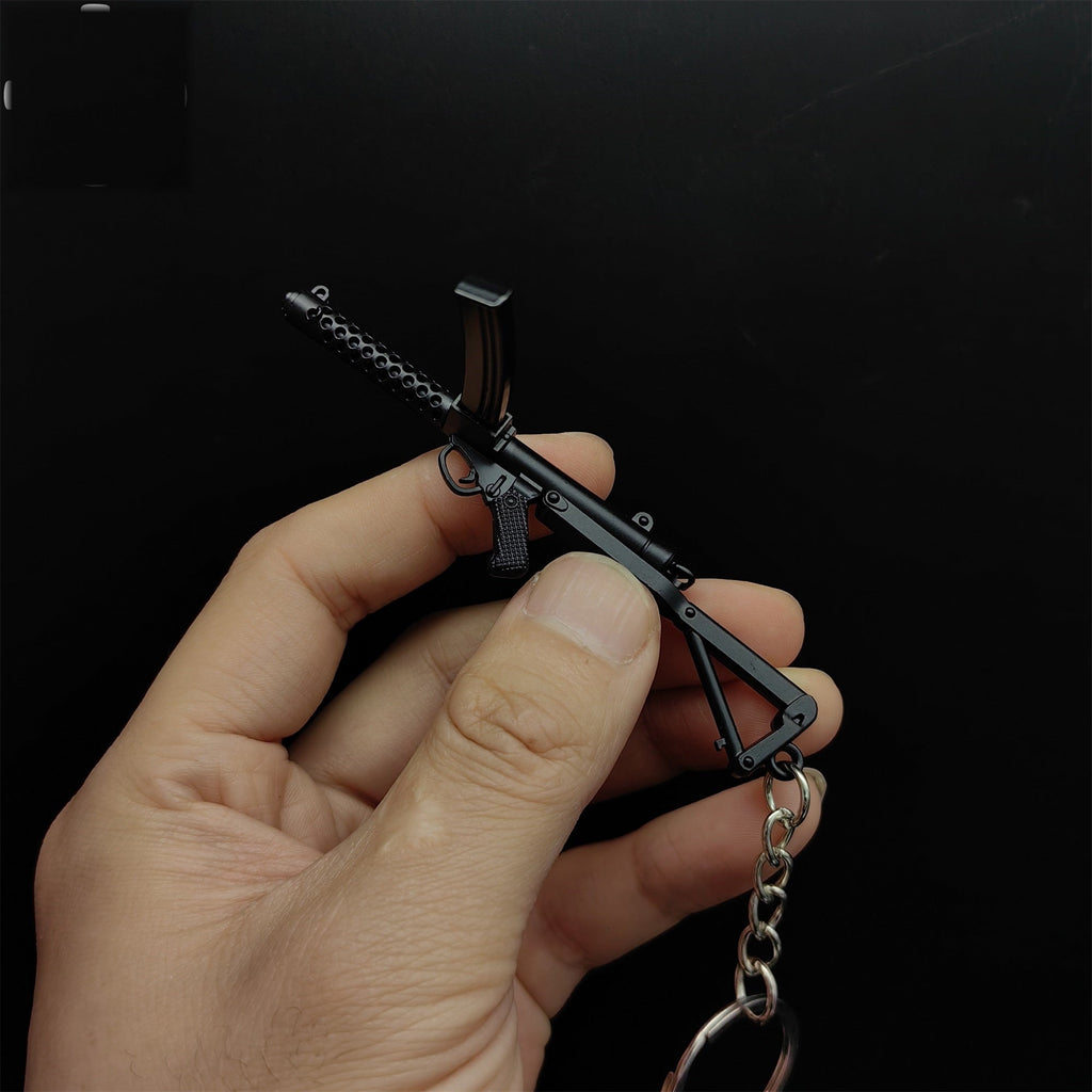 Mini Sterling Submachine Gun Metal Keychain