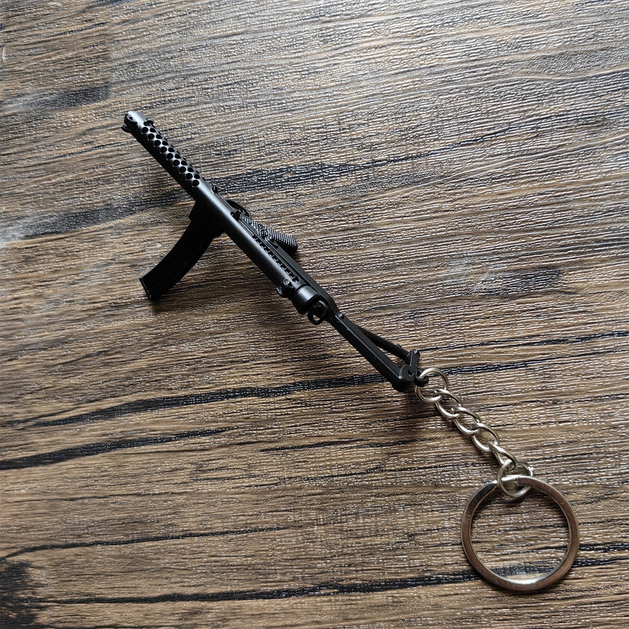 Mini Sterling Submachine Gun Metal Keychain