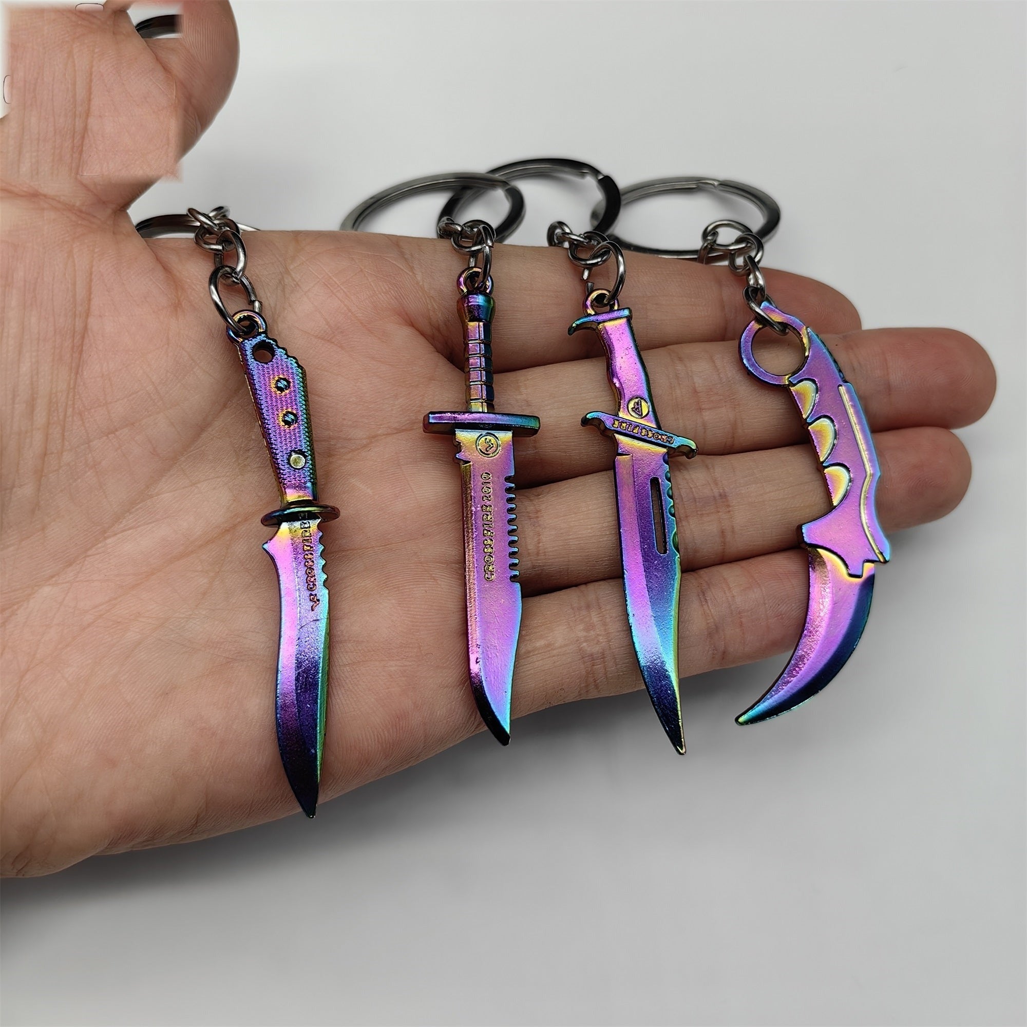 Mini Metal CS Karambit M9 Classical Knife Bowie Knife Keychains