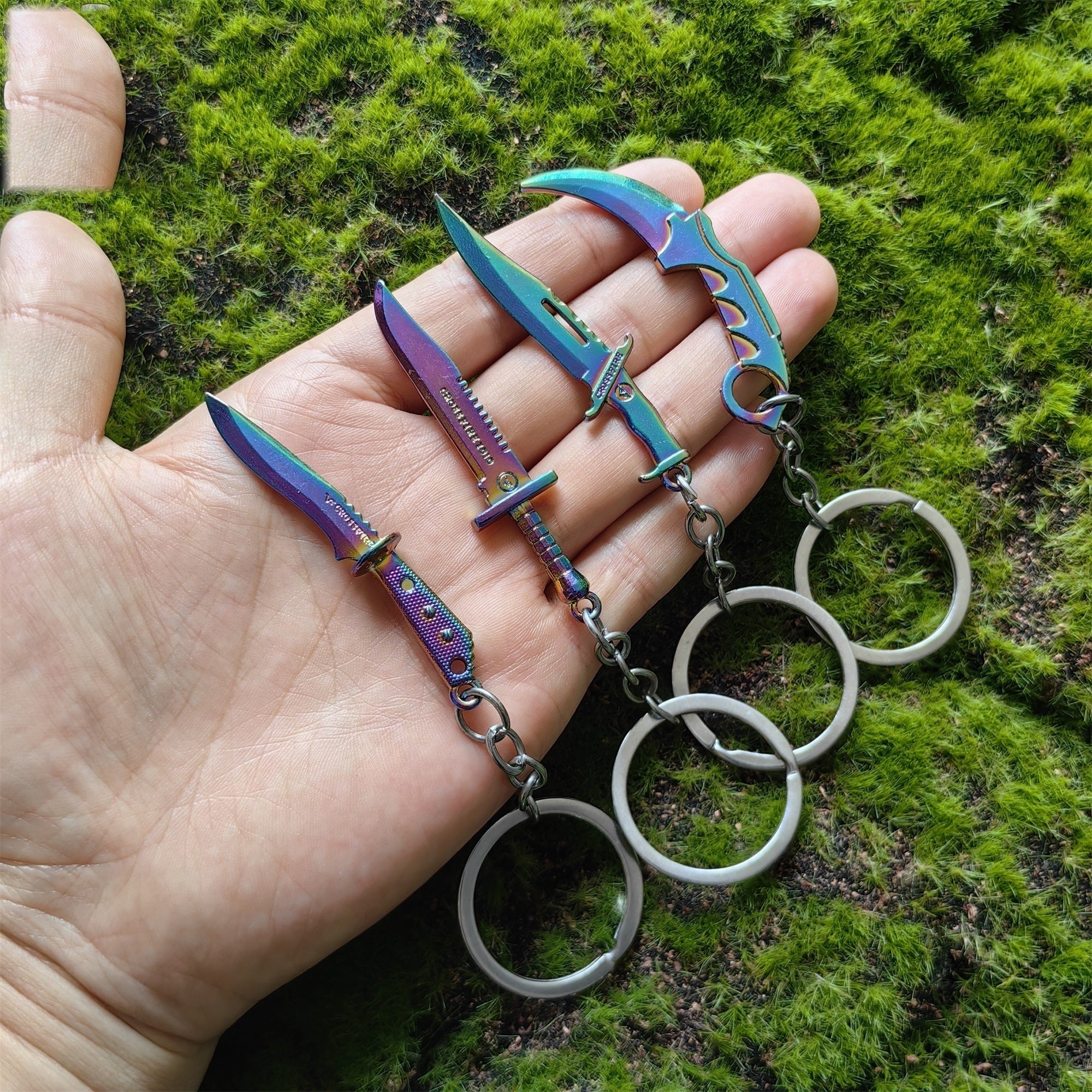 Mini Metal CS Karambit M9 Classical Knife Bowie Knife Keychains