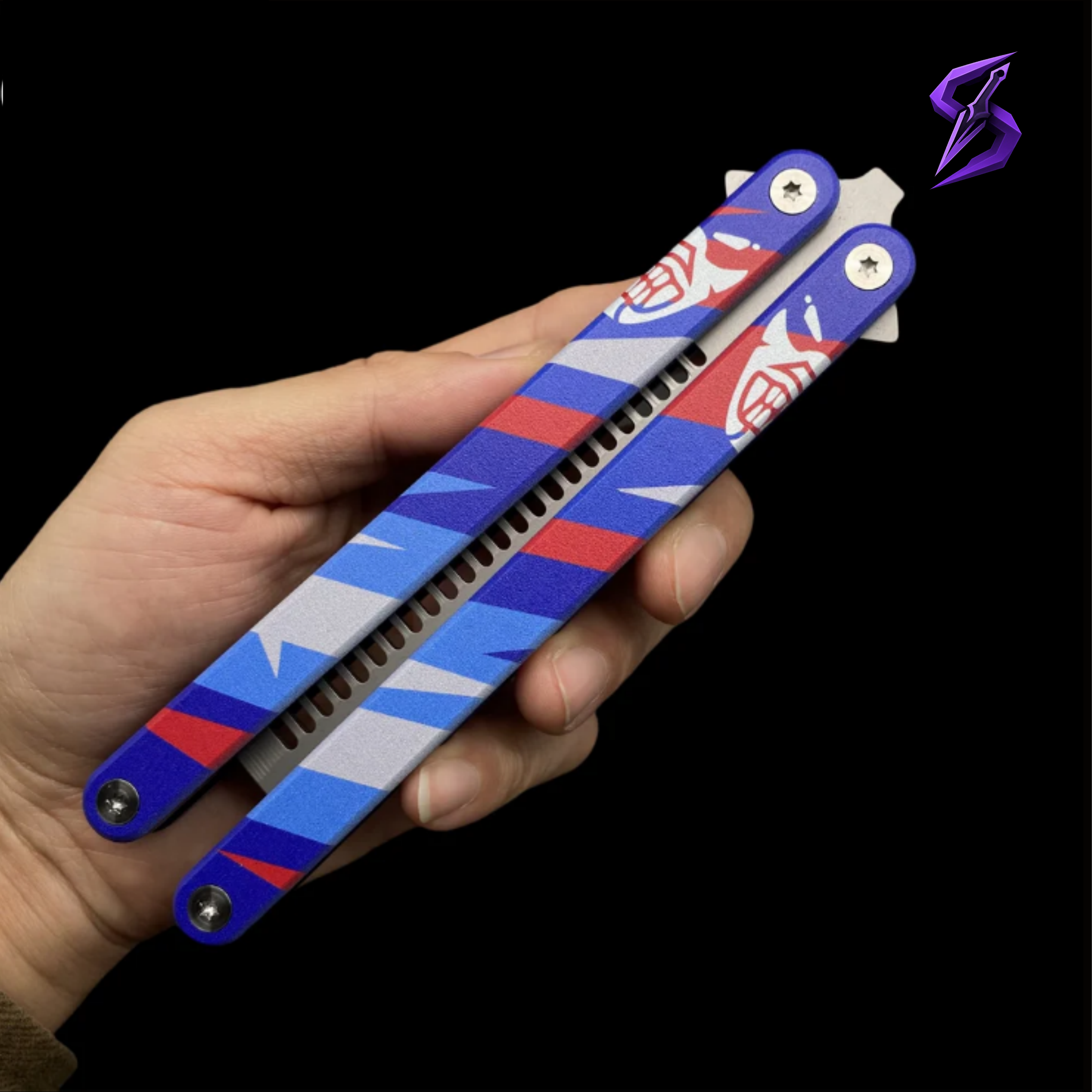 Trainer balisong Yoru, infographie des caractéristiques CNC