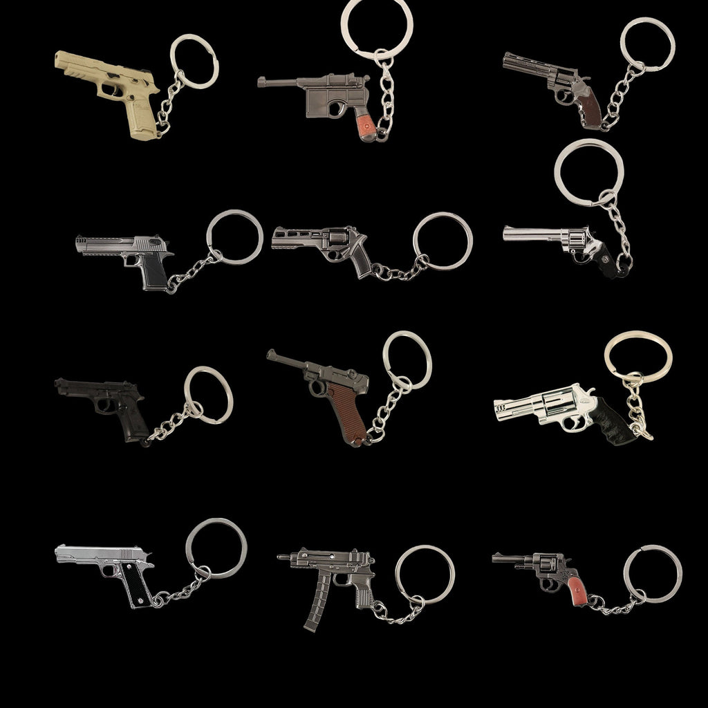 12 In 1 Metal World Famous Pistol Revolver Gun Keychain