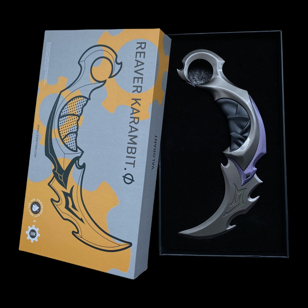 Réplique Métal Karambit Reaver – Lame Émoussée Luminescente (Valorant)