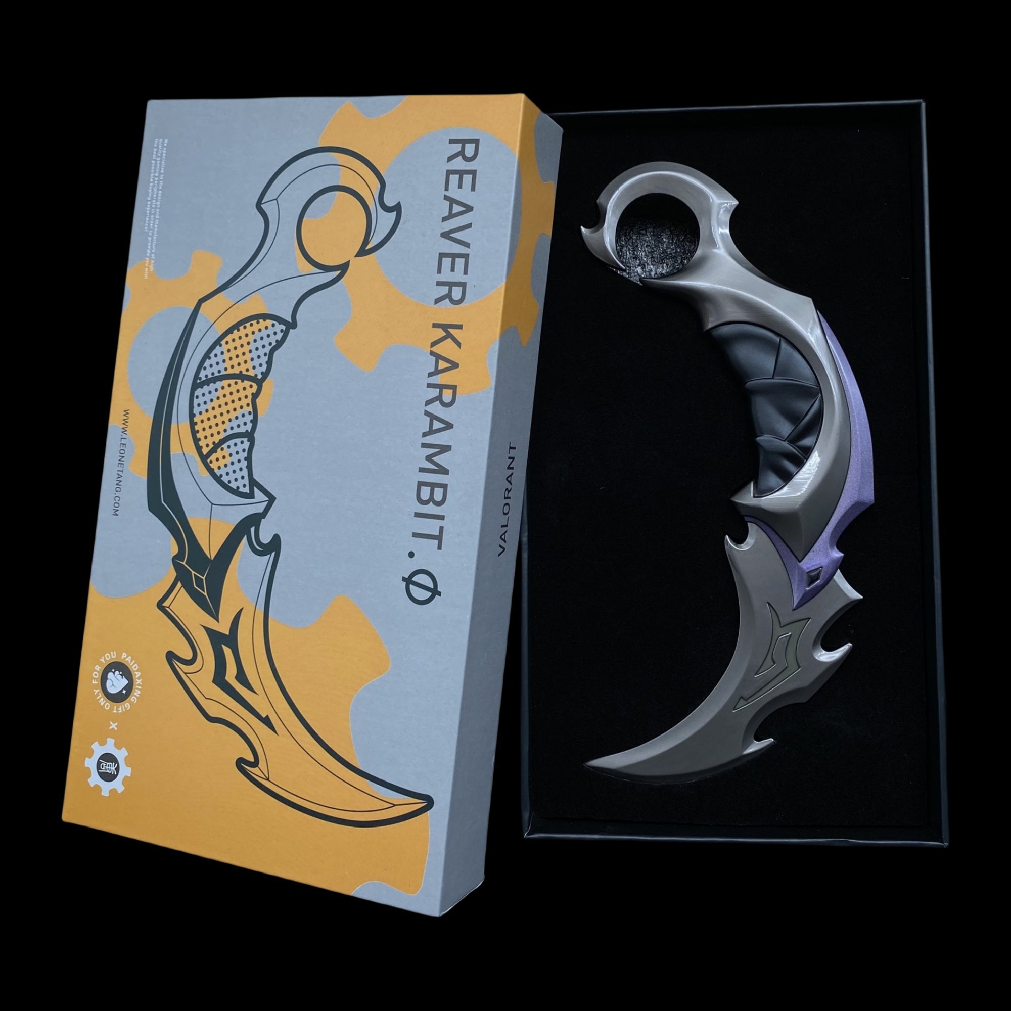 Réplique Métal Karambit Reaver – Lame Émoussée Luminescente (Valorant)