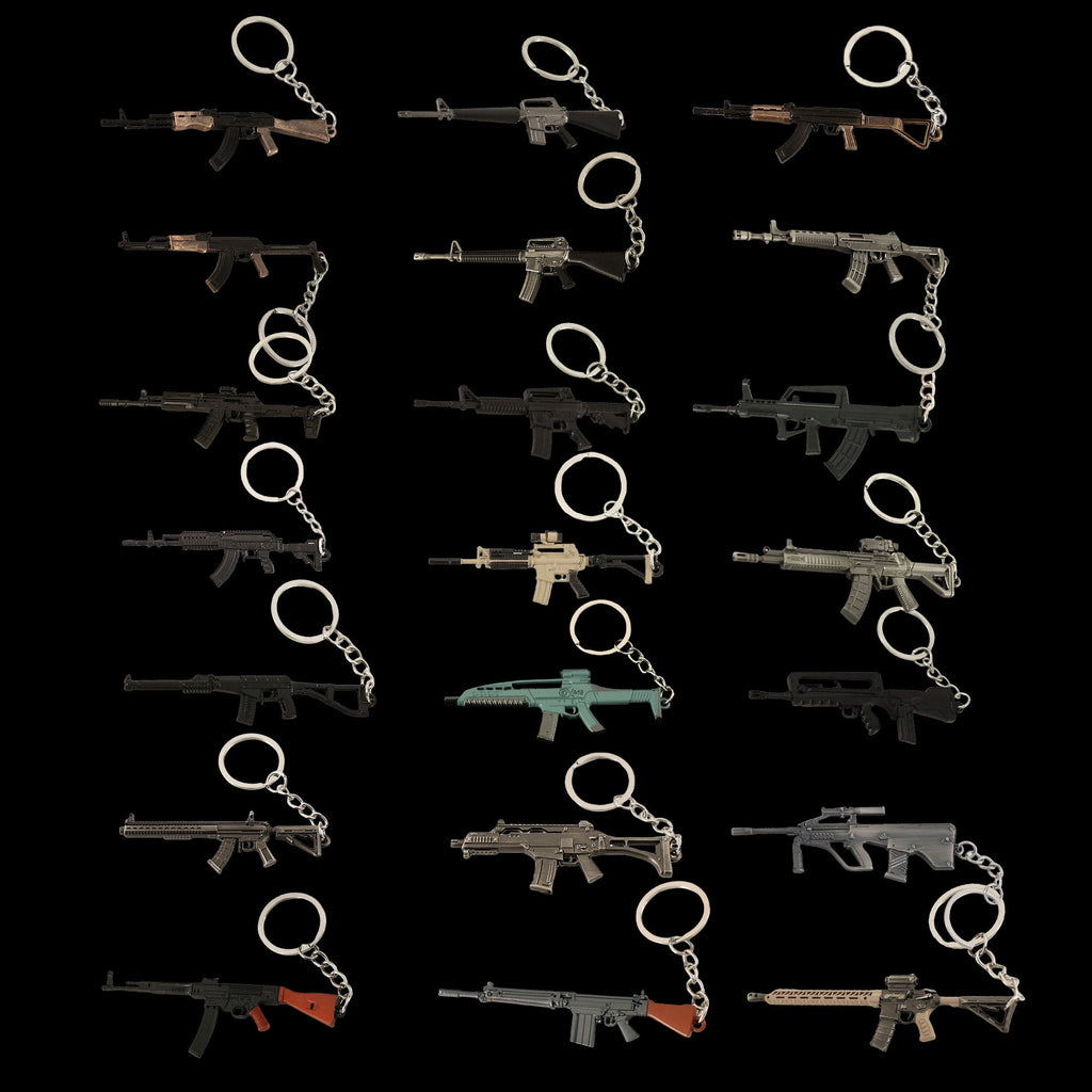 21 in 1 World Famous Assault Rifle Gun Keychain Metal Pendant For Military Hobby