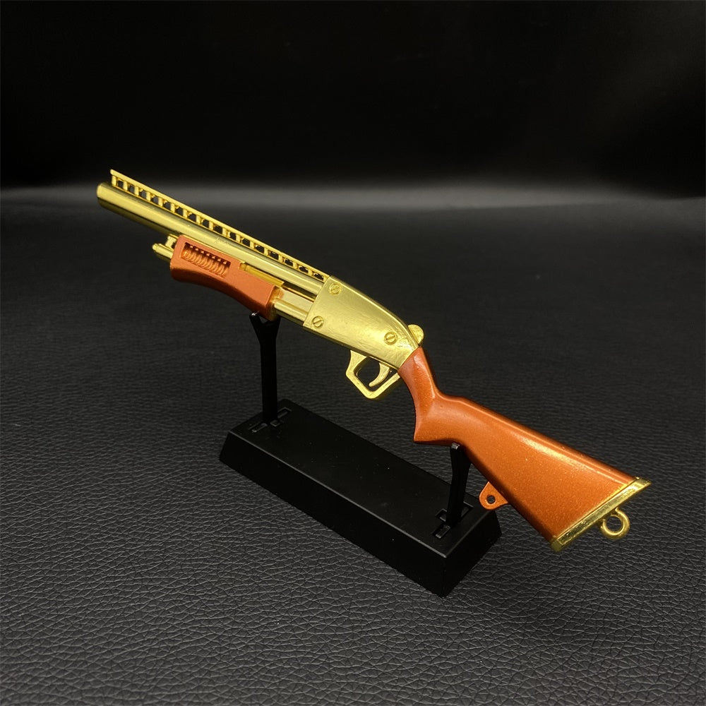 Mini Réplique Métal Fusil à Pompe Plaqué Or – 17,5 cm