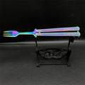 Stainless Steel  Rainbow Fork Spoon Balisong Butterfly Trainer 