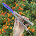 Blunt Blade Stainless Steel 3D Spider Relief Balisong Butterfly Knife Trainer