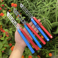 High-End CNC Blue Red Contrast Colored Balisong Butterfly Knife  Trainer Safe Dull Blade 